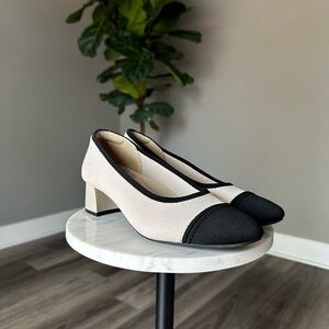 Vivaia Julie Pro Black Beige Washable Round Toe Chunky Heel Shoes 41